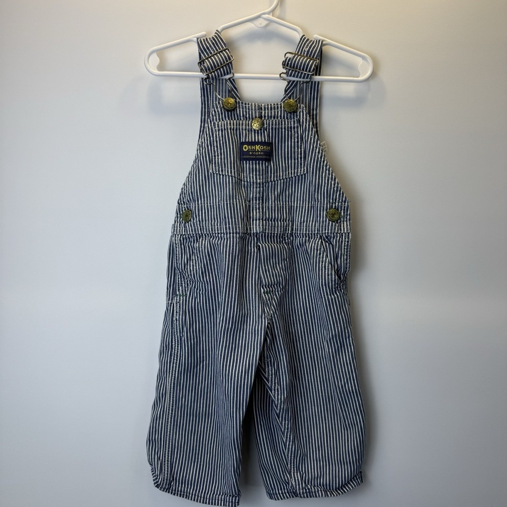 VTG Osh Kosh Vestbak Striped Overalls Infant Sz 6Mos Sanforized Union Made USA